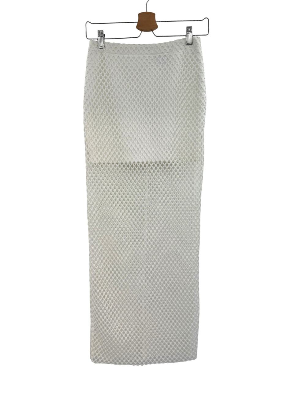 Sabo Skirt Nina Mesh Midi Skirt White‎ Sheer Overlay Bodycon Size XS